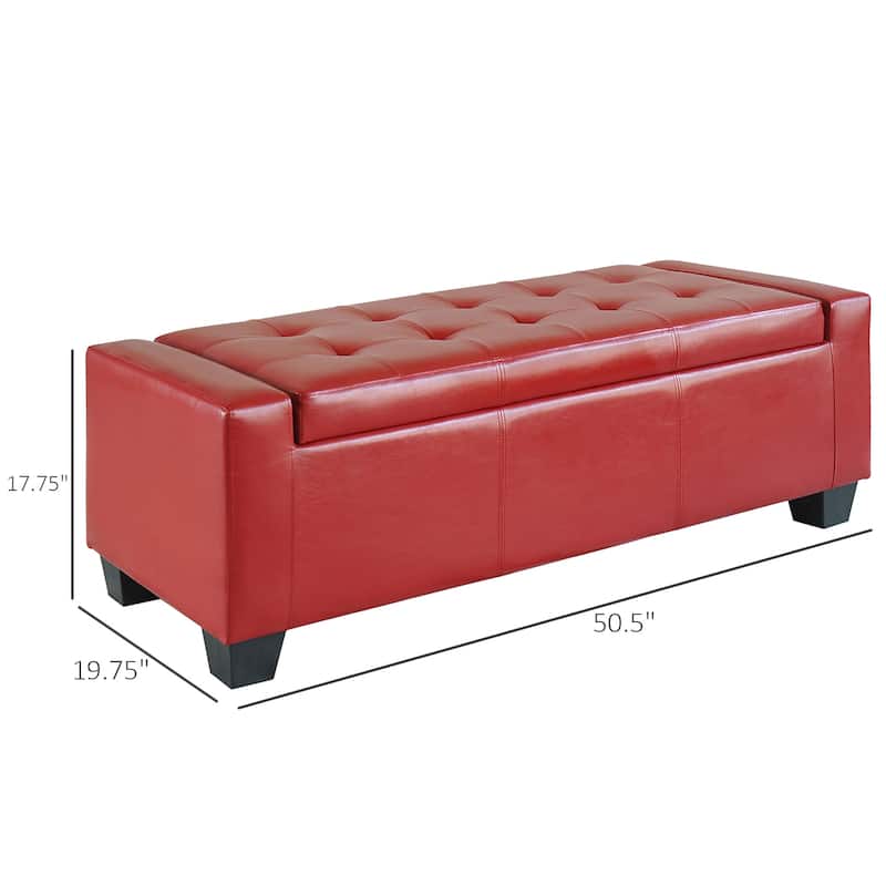 Faux Leather Storage Ottoman Bench with Soft Foam Seat and Hidden Storage for Living Room - 50.5" L x 19.75" W x 17.75" H