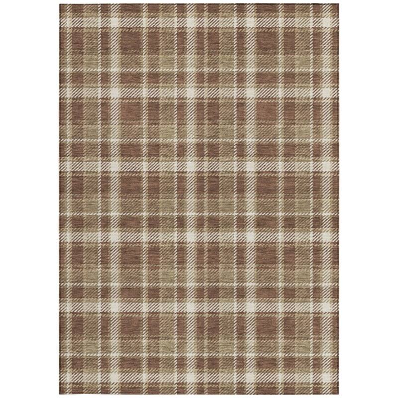 Alfiz Plaid Weather Resistant Blended Style Runner Outdoor Rug