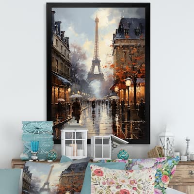 Designart "Eiffel Paris In 19 Century" City Paris Framed Canvas Prints