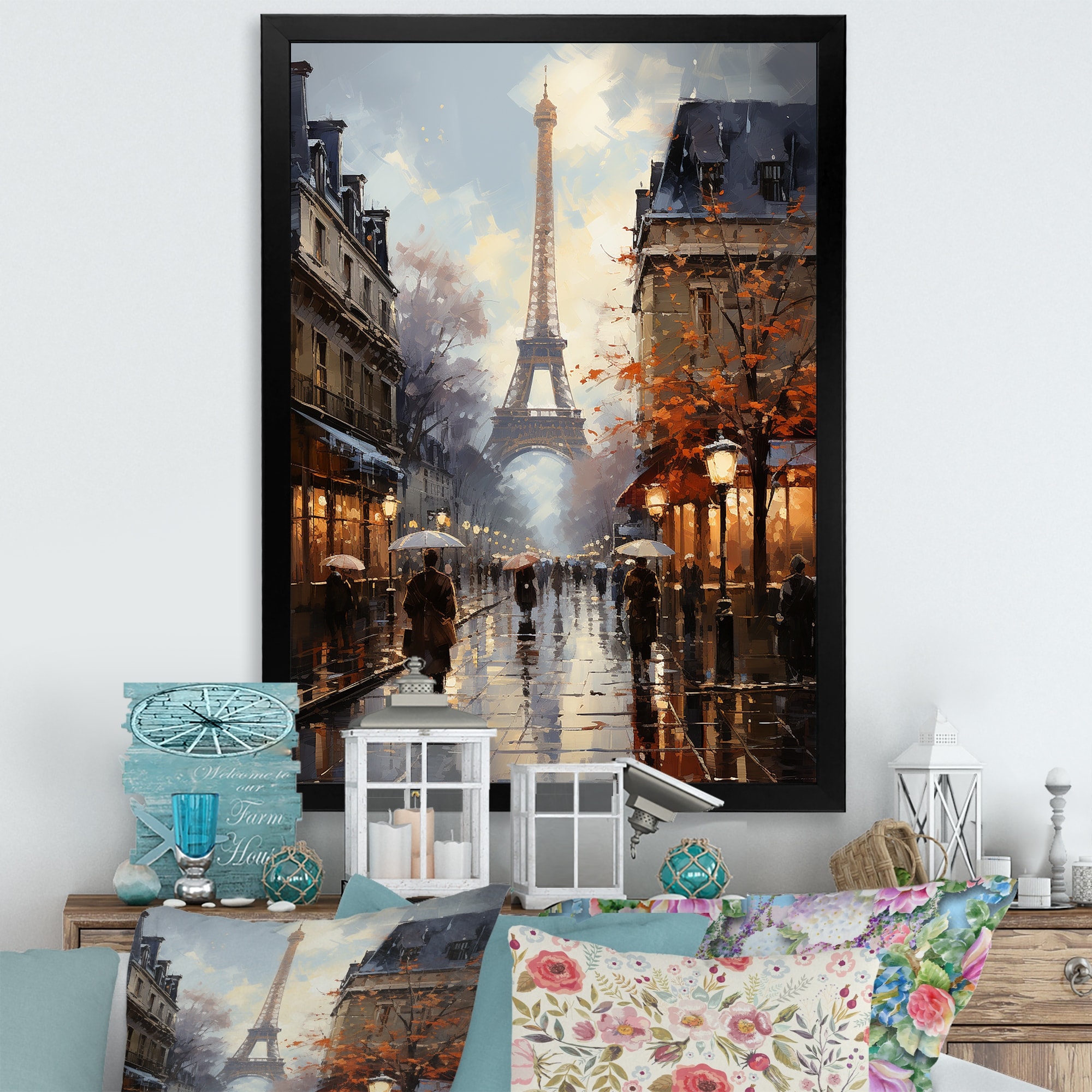 Designart "Eiffel Paris In 19 Century" City Paris Framed Canvas Prints