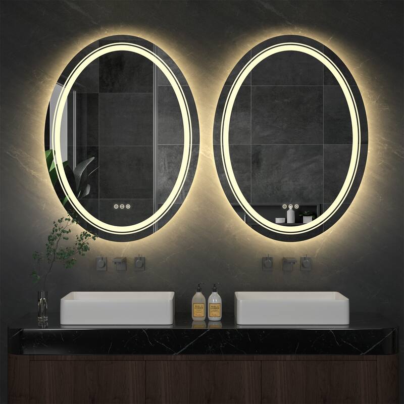 Oval Frameless Wall Mounted LED Bathroom Mirror Anti-Fog Dimmable