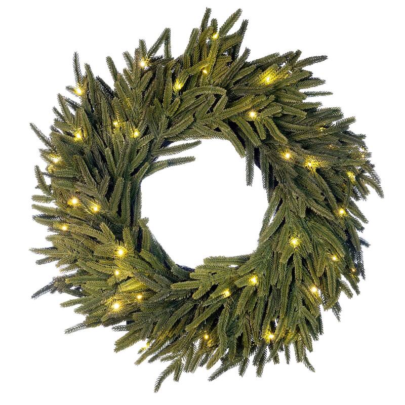 24 in. Pre-Lit LED Wreath - Norfolk
