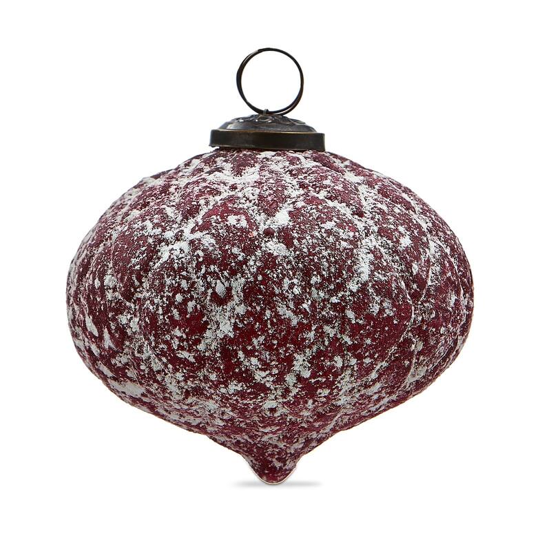 Antique Red Diamond Glass Ornament 5 In for Christmas Tree Decor - Elegant Holiday Decoration