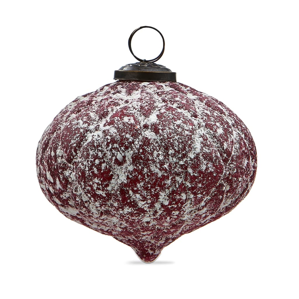 Antique Red Diamond Glass Ornament 5 In for Christmas Tree Decor - Elegant Holiday Decoration