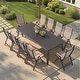 preview thumbnail 31 of 41, 9/11/13-Piece Outdoor Patio Dining Set All-Weather Aluminum Dining Table with Umbrella Hole and Adjustable Folding Chairs Espresso - Set of 11