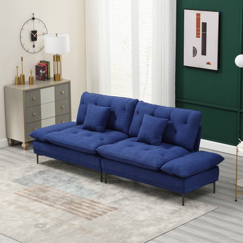 Velvet Sleeper Sofa with Wood Frame and Metal Feet