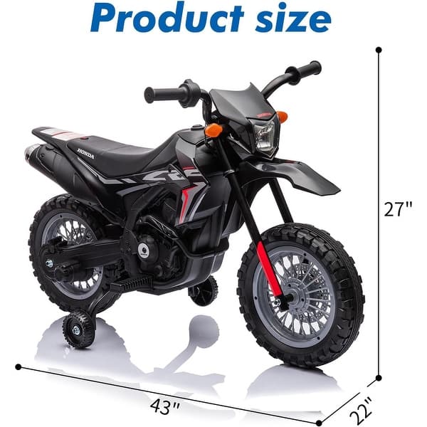 dimension image slide 3 of 4, Kids Ride on Motorcycle 6V Electric Motorbike Licensed Honda