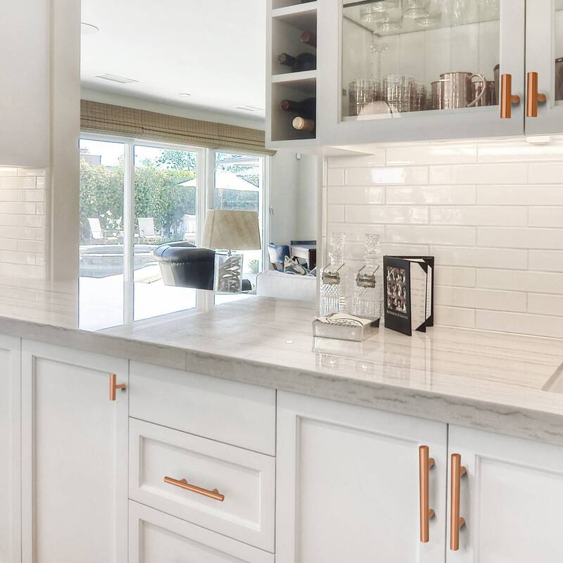 Copper Kitchen T Bar Cabinet Pulls 100% Solid Brass Drawer Knob (10-PACK)