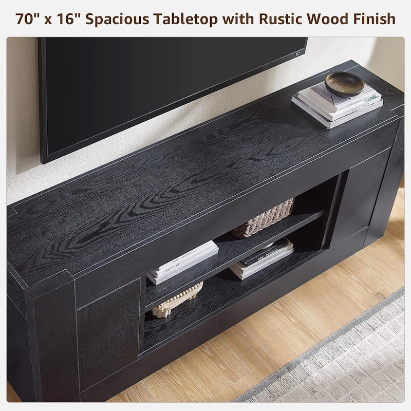 70" Modern TV Stand, Wood Entertainment Center for TVs Up to 80"