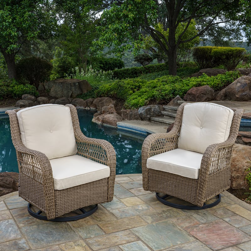Rio Vista Outdoor Wicker Swivel Glider Chair (Set of 2) - Sandstone