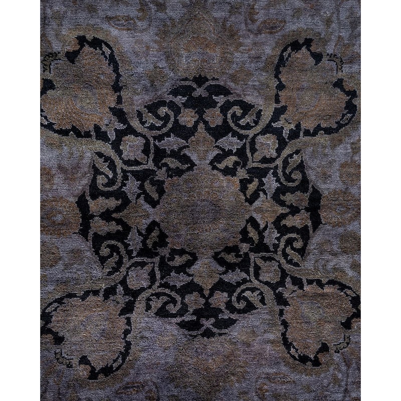 Overton Hand Knotted Wool Vintage Inspired Modern Contemporary Overdyed Gray Area Rug - 8' 3" x 10' 5"