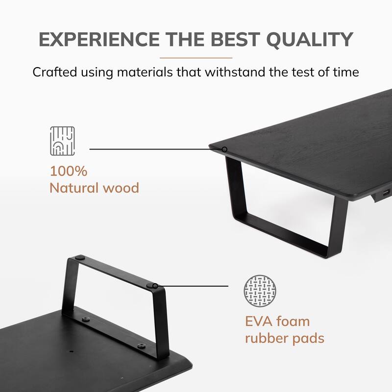 Jani Wood Monitor Stand Riser Desk - Ergonomic Design Stand, Desktop Organizer Table for Home, Office Workspace, Gaming Desk