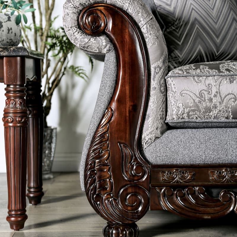 Dikic Traditional Chenille Upholstered Sofa by Furniture of America