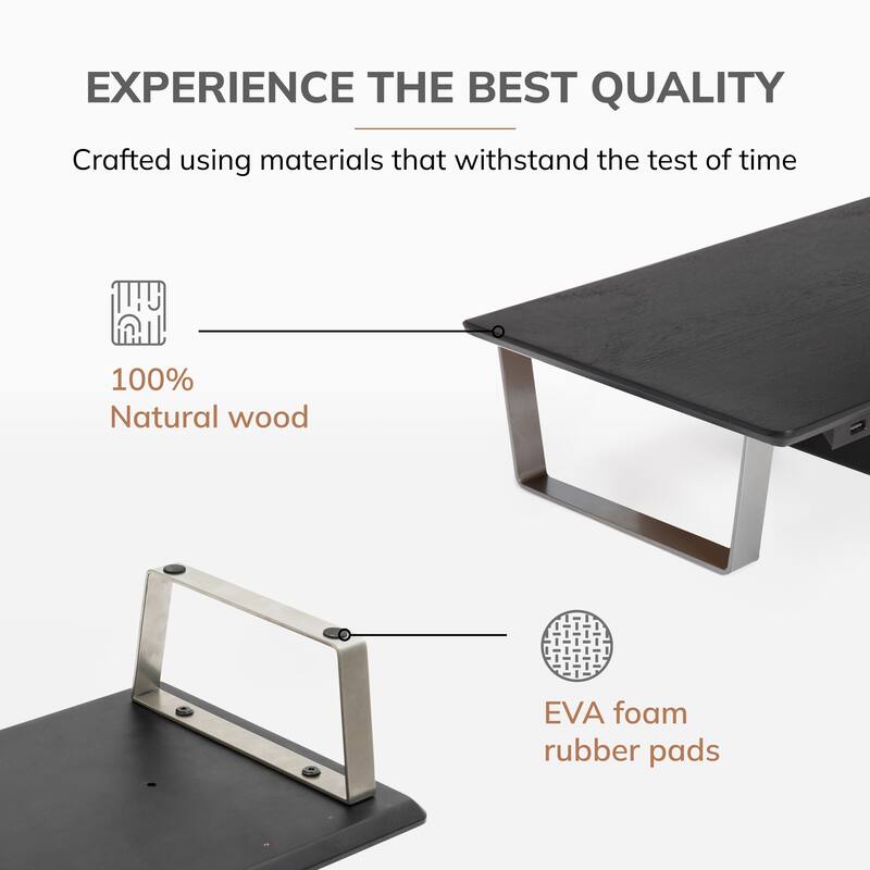 Jani Wood Monitor Stand Riser Desk - Ergonomic Design Stand, Desktop Organizer Table for Home, Office Workspace, Gaming Desk