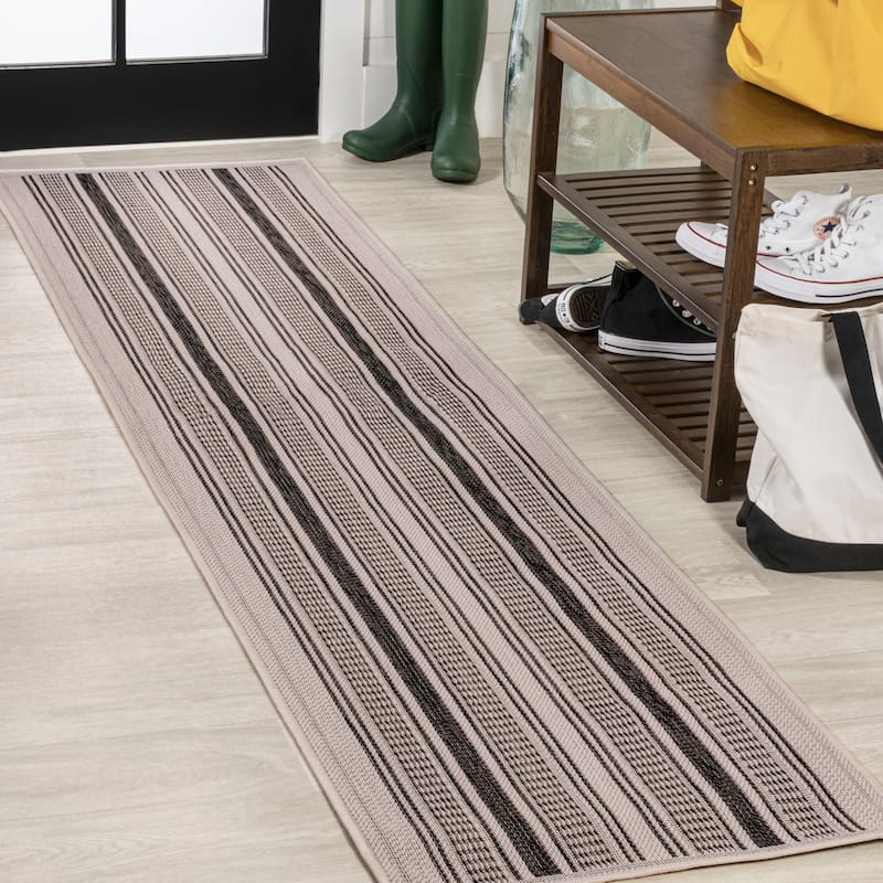 JONATHAN Y Negril Modern Double Stripe Indoor/Outdoor Area Rug