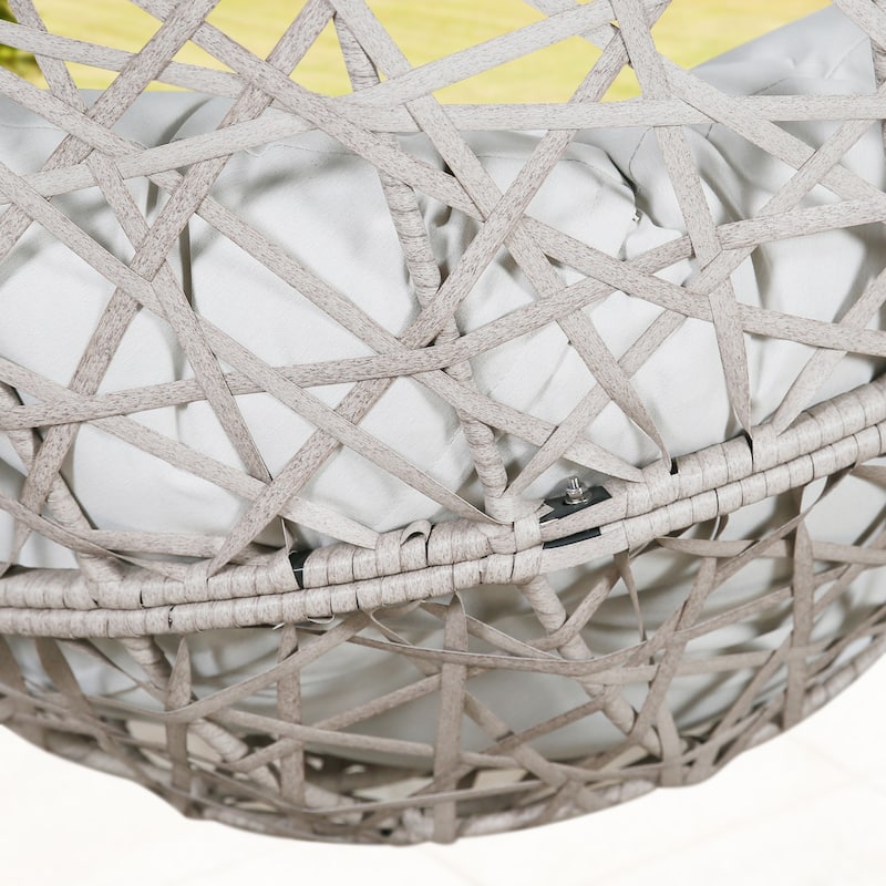Swing Egg Chair with Stand and Cushion for Indoor Outdoor Use