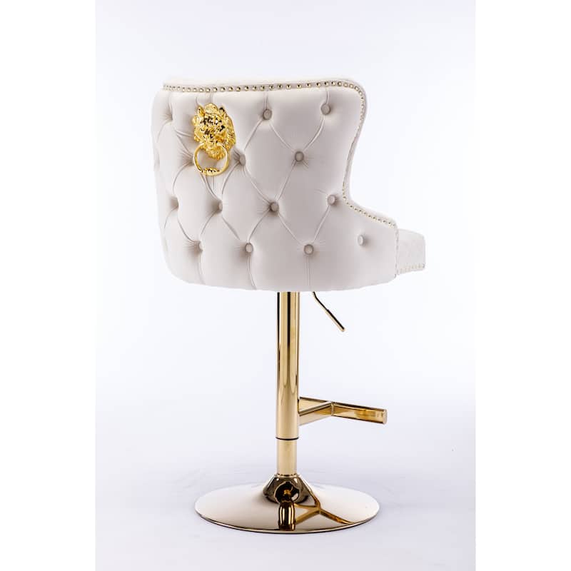 Ostweer Furniture Velvet Adjustable Bar Chair Sto - Beige