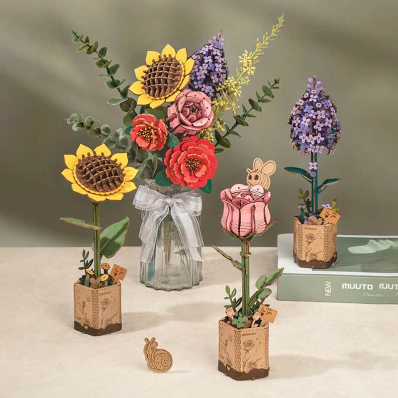 DIY 3D Wood Flower Puzzles - Flower Bouquet