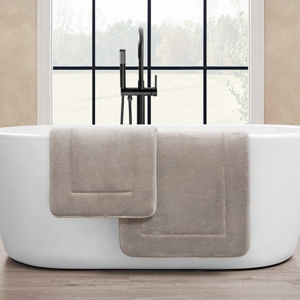 Oliver Brown Terry Memory Foam Bath Mat - 20 x 32 & 17 x 24 - Linen