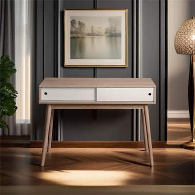 Entryway Table with 2 White Sliding Doors