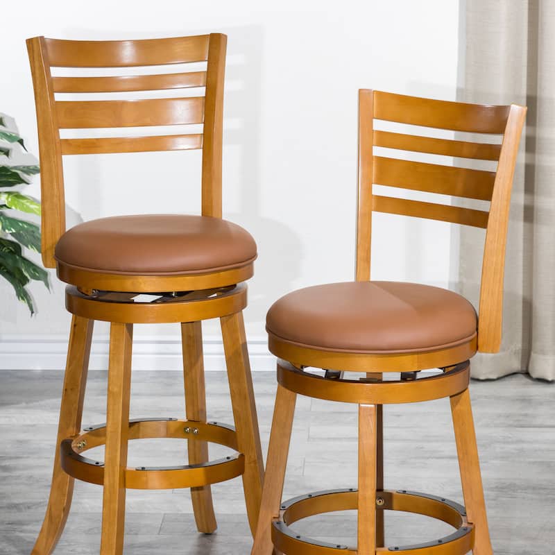 24" Counter Height Slat Back Swivel Stool, Espresso Finish, Charcoal Fabric Seat