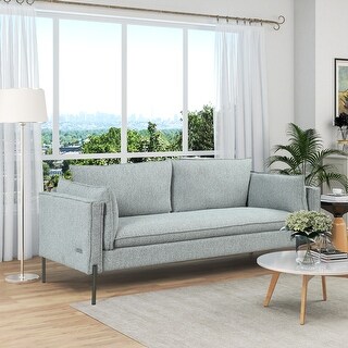 Contemporary Style Cozy Linen Fabric Sofa Couch with USB Charging Ports ...