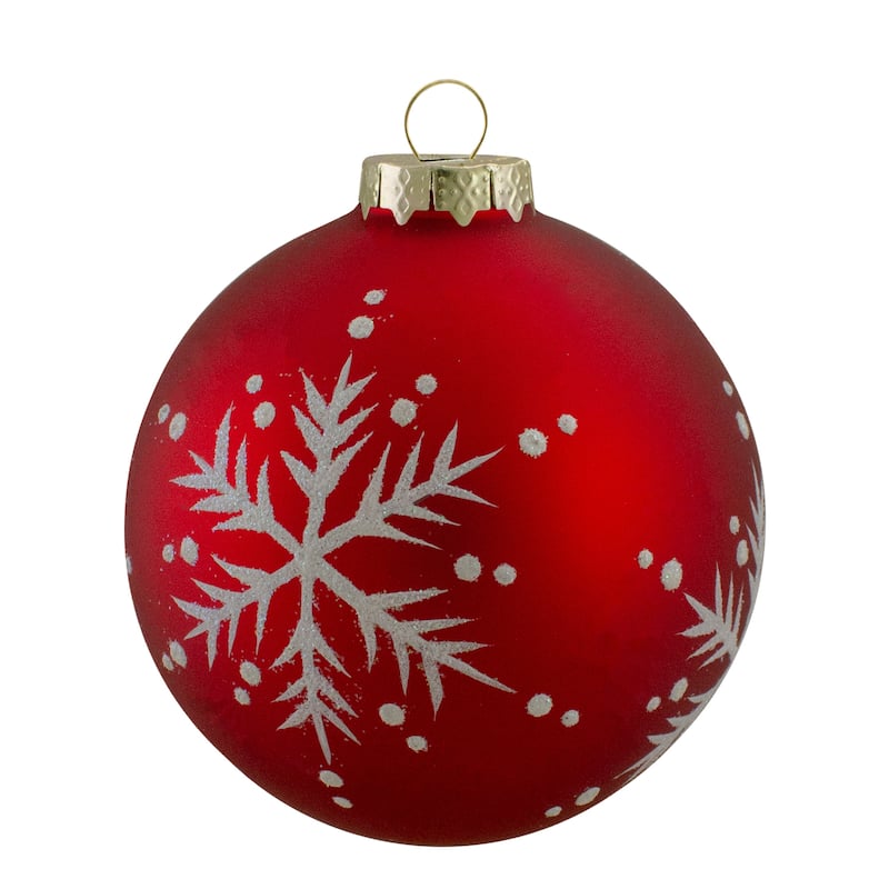 Set of 4 Matte Red Glass Ball Christmas Ornaments 3.25-Inch (80mm) - 3.25"