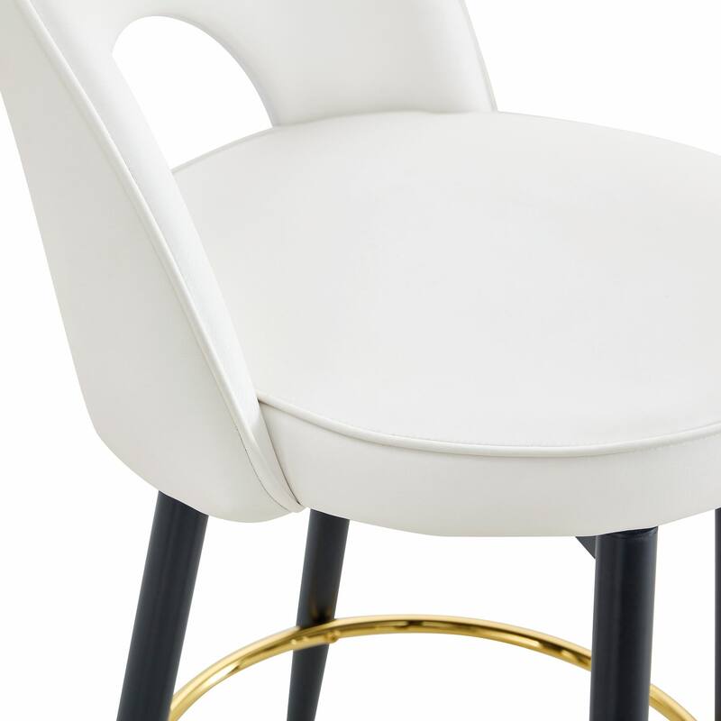 360° Rotatable Bar Chair with Modern PU Upholstery and Metal Legs