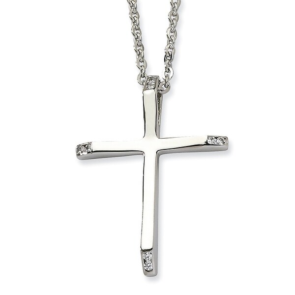 Chisel Stainless Steel CZ Cross Pendant 22 Inch Necklace (2 mm) - 22 in