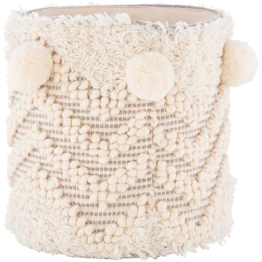Melia Nordic Wool & Cotton Decorative Basket - 12"H x 12"W x 12"D