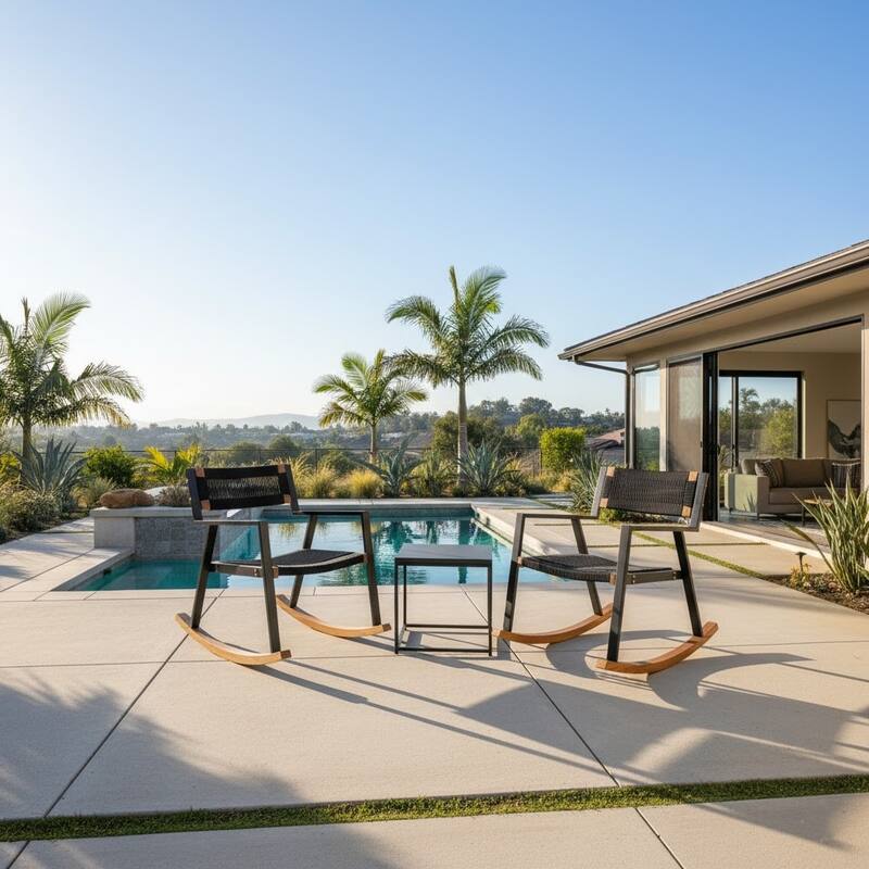 Made4Home Cabra Outdoor Set Acacia Wood Rocking Rope Granite