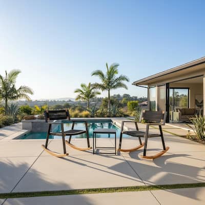 Made4Home Cabra Outdoor Set Acacia Wood Rocking Rope Granite