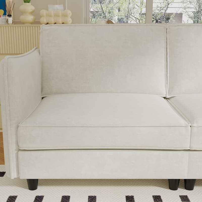 Fabric Upholstered Loveseat Sofa, Mid Century Modern Comfy 2 Seater Sofa, Lounge Sofa with Side Storage Pockets