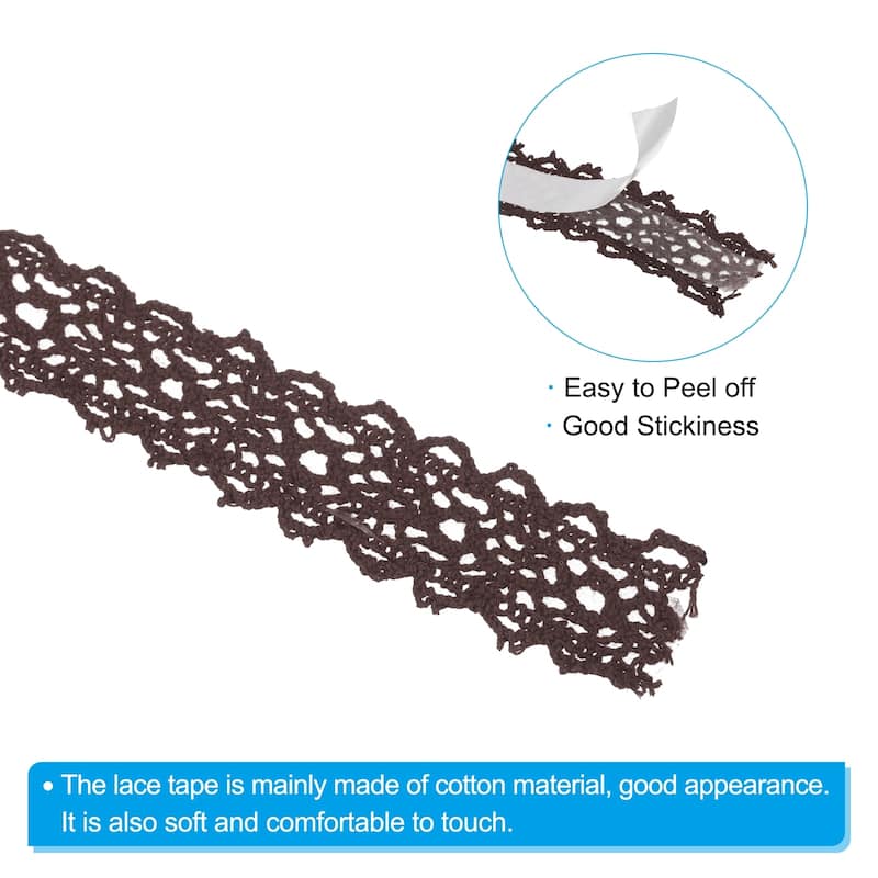 3pcs 0.7" Wide 2 Yards Self-Adhesive Lace Tape Ribbon for Craft