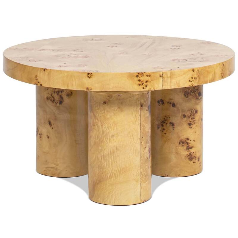 Nebula 28" Burl Wood Round Pillar Leg Coffee Table