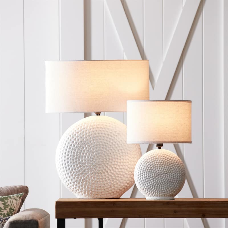 Notched Ceramic Table Lamp with Drum Shade - 18.5"