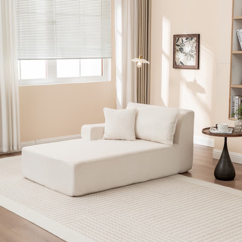Oversized Chaise Lounge Chair, Upholstered Sofa Bed for Living Room, Corduroy Sleeper Couch Comfy Recliner Bedroom Reading Seat