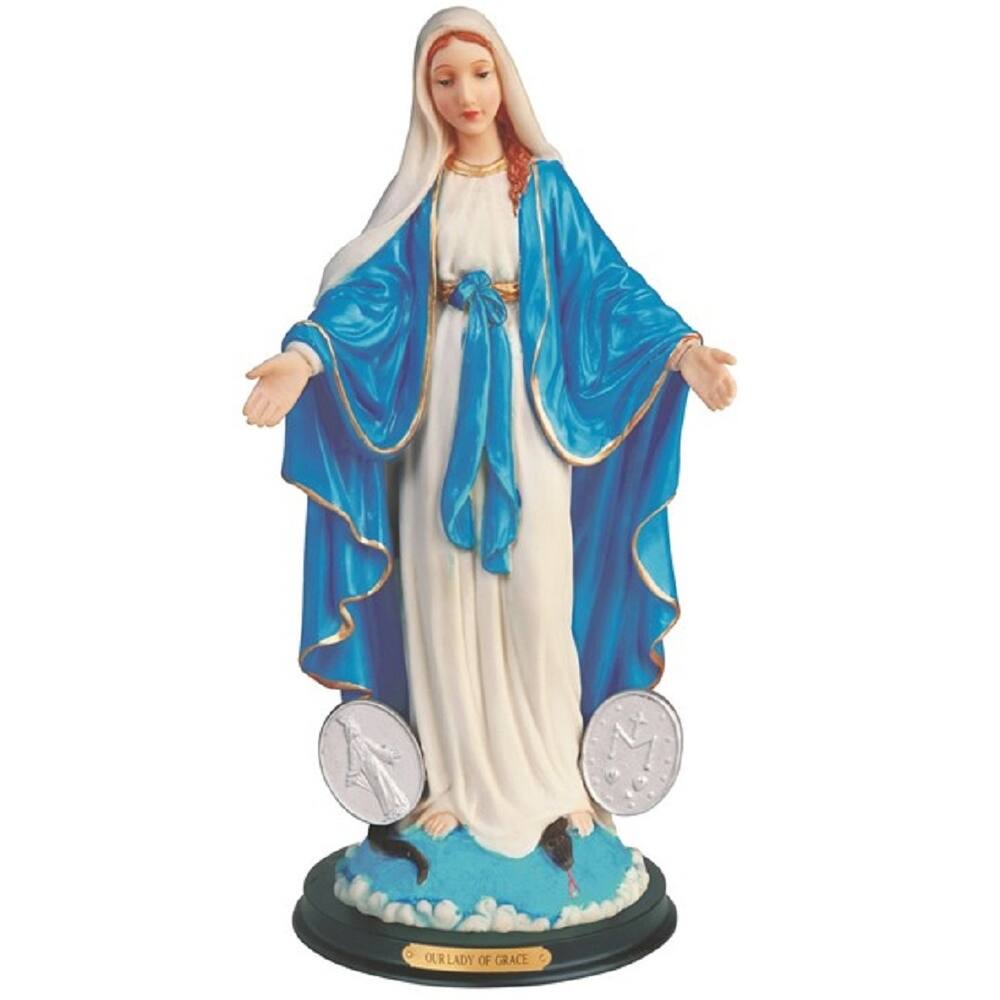 Q-Max 12"H Our Lady of Grace with Halo Statue Holy Figurine Religious Decoration