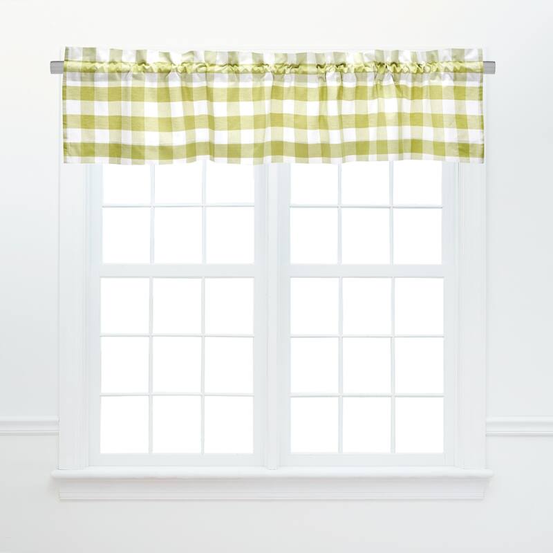 Franklin Check Cotton Window Curtain Valance Set of 2 - 15.5 x 72 - Yellow