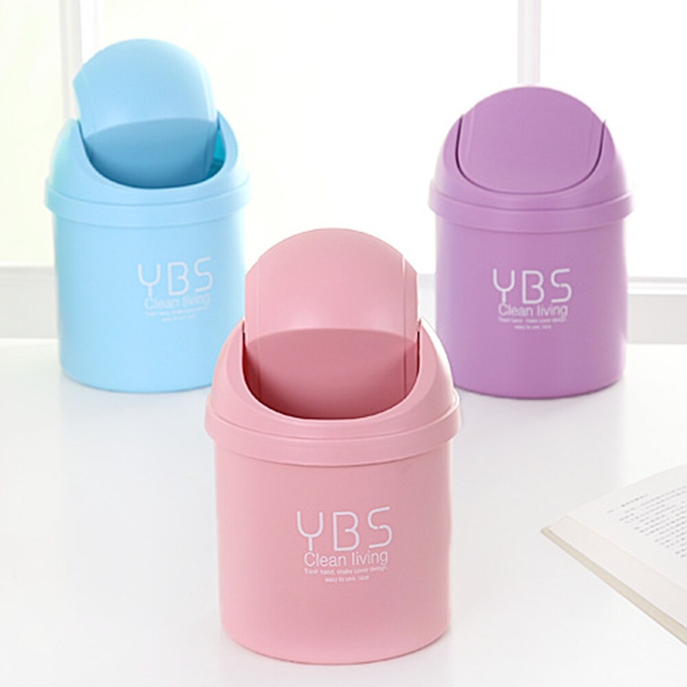 1pc Pink Desktop Shaking Lid Mini Trash Can For Living Room Coffee