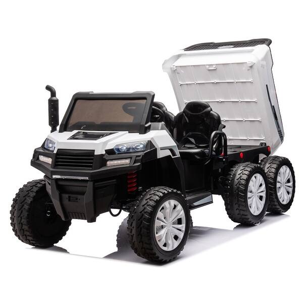 slide 2 of 36, Powerful 24V 4WD UTV Ride-On Truck for Kids with Bluetooth, Dump Bed, and Parental Remote, Perfect Holiday Gift White