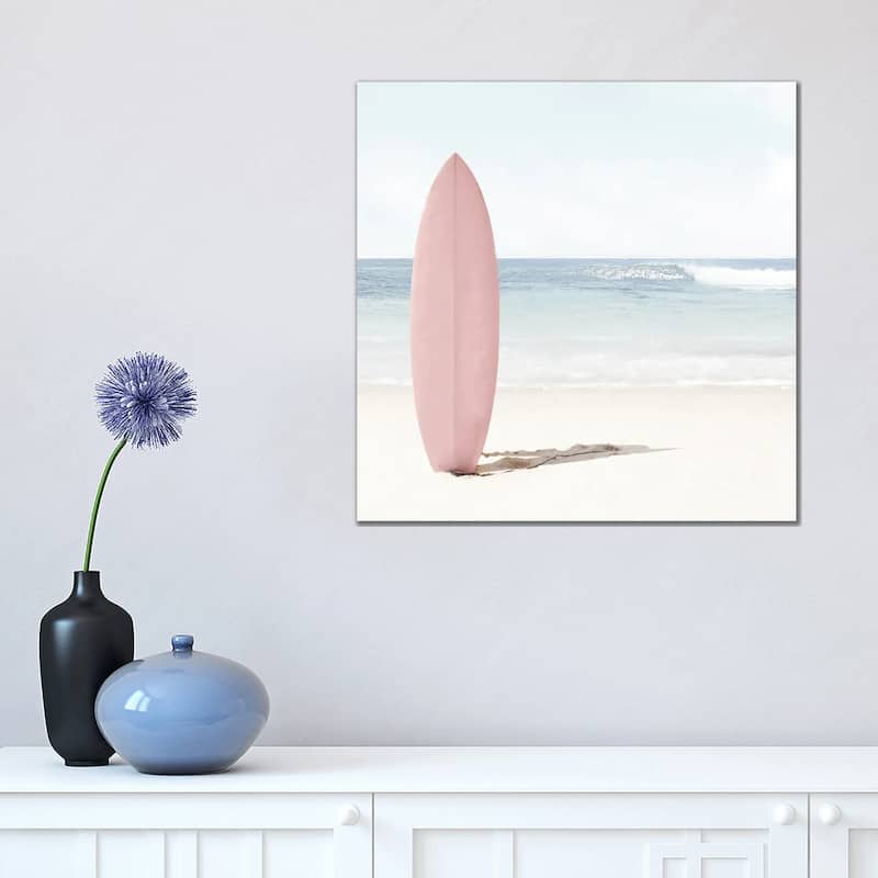 iCanvas "Pink Surfboard" by Tiny Treasure Prints Canvas Print - 18x18x1.5