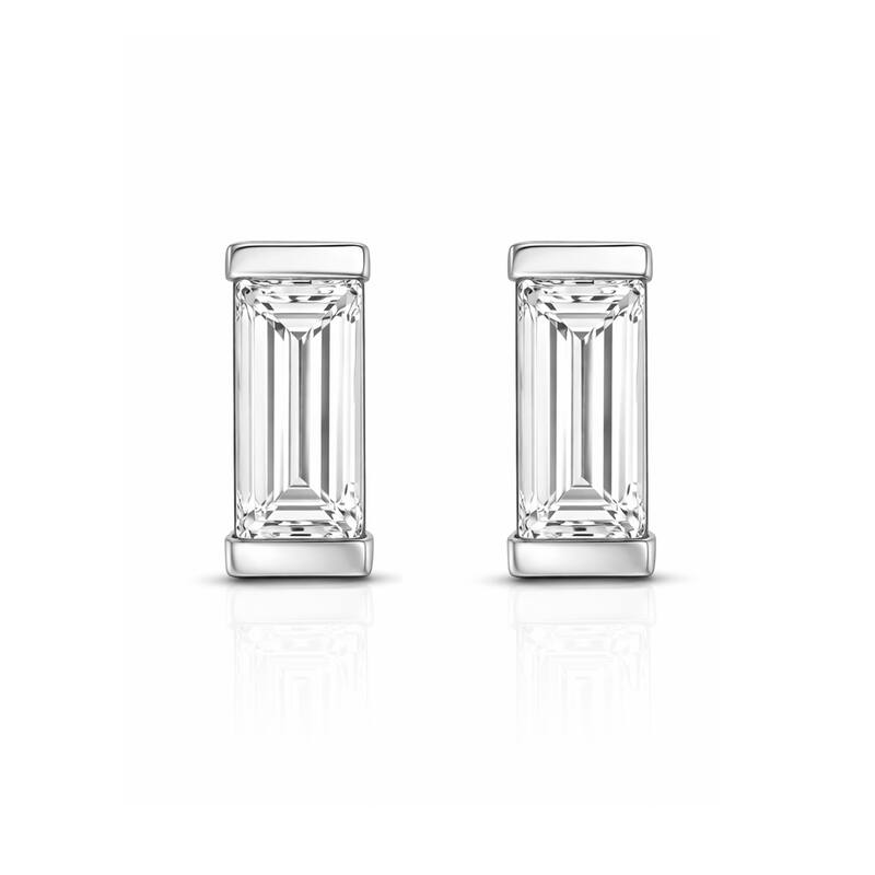 Auriya 14k Gold Lab Grown Baguette Diamond Stud Earrings 0.10 to 0.80 ct. tw. Push-Back (F-G VS) - White