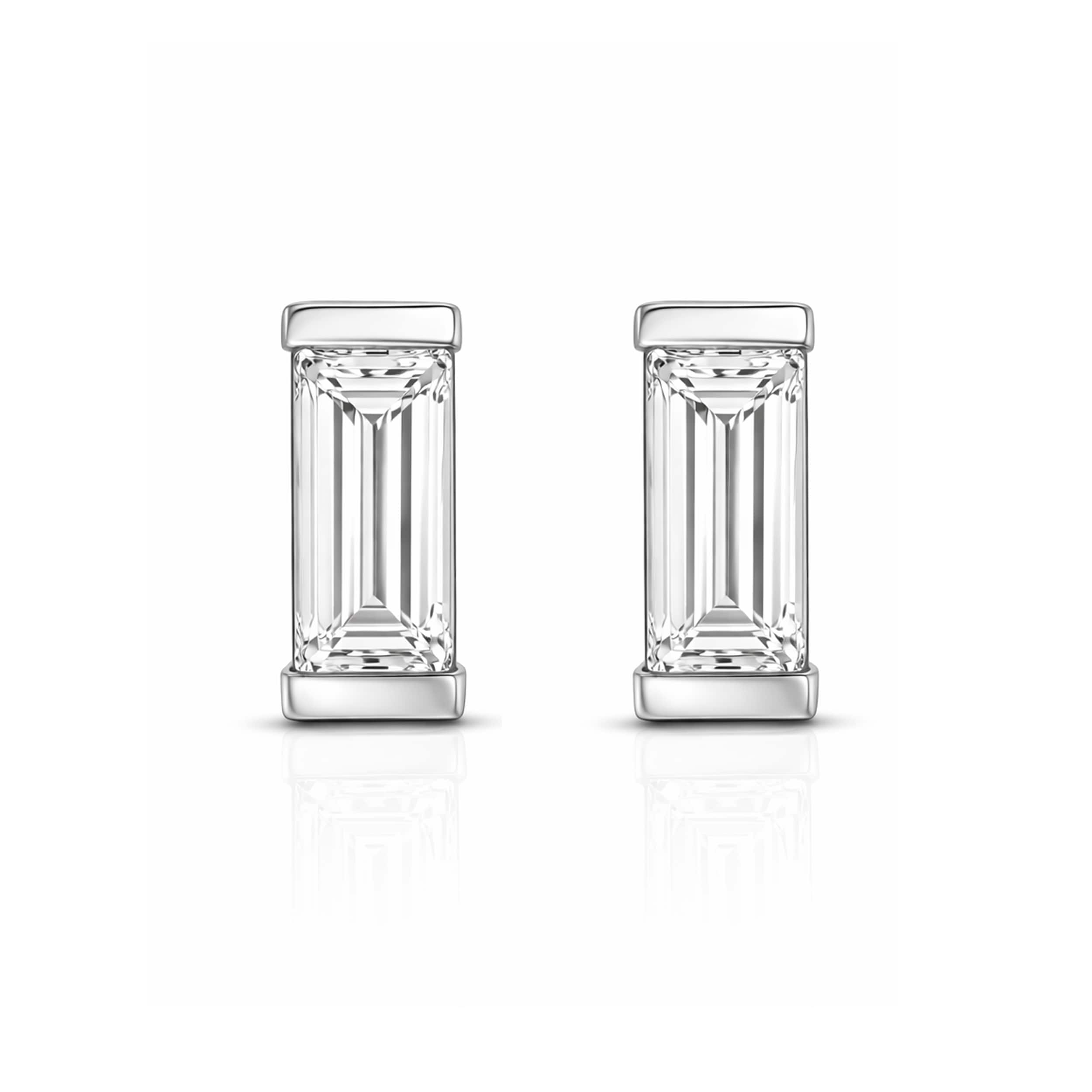 Auriya 14k Gold Lab Grown Baguette Diamond Stud Earrings 0.10 to 0.80 ct. tw. Push-Back (E-F VS)