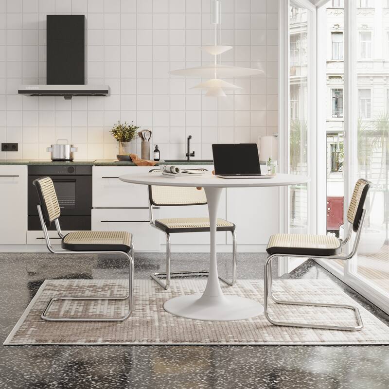 Modern Round Dining Table End Table Leisure Coffee Table with Metal Base
