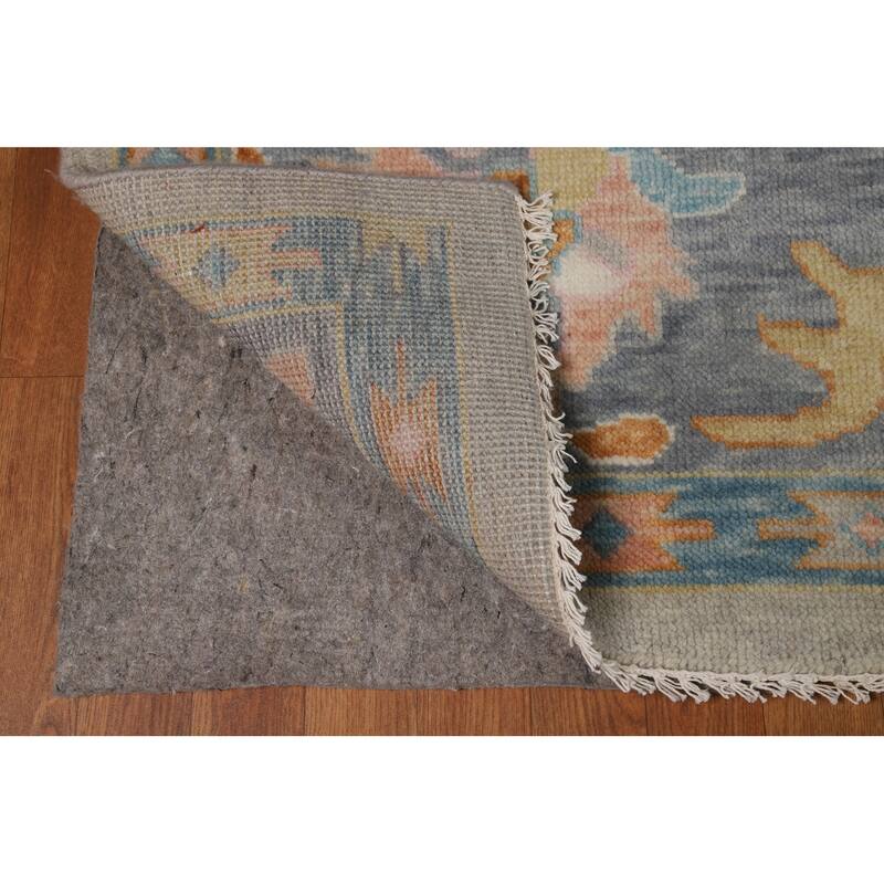 Transitional Oushak Area Rug Handmade Bedroom Wool Carpet - 9'1"x 12'0"