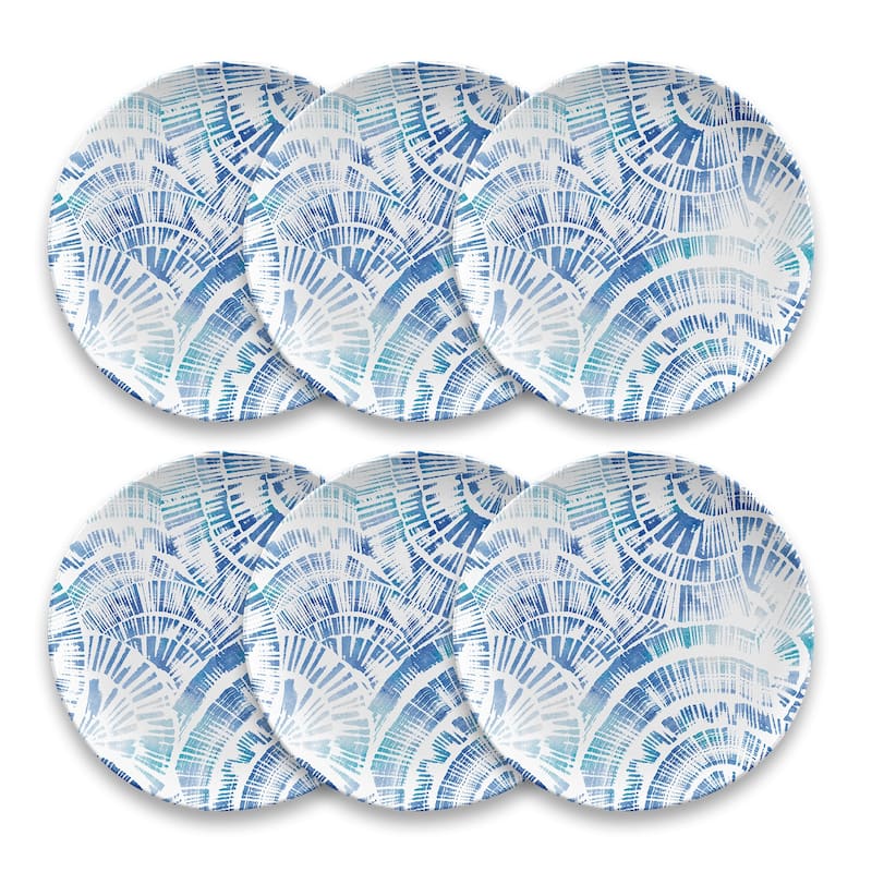 Abode Homewares Coastal Scallops Melamine Salad Plate - Blue - 8.5" - Set of 6 - 6 Piece