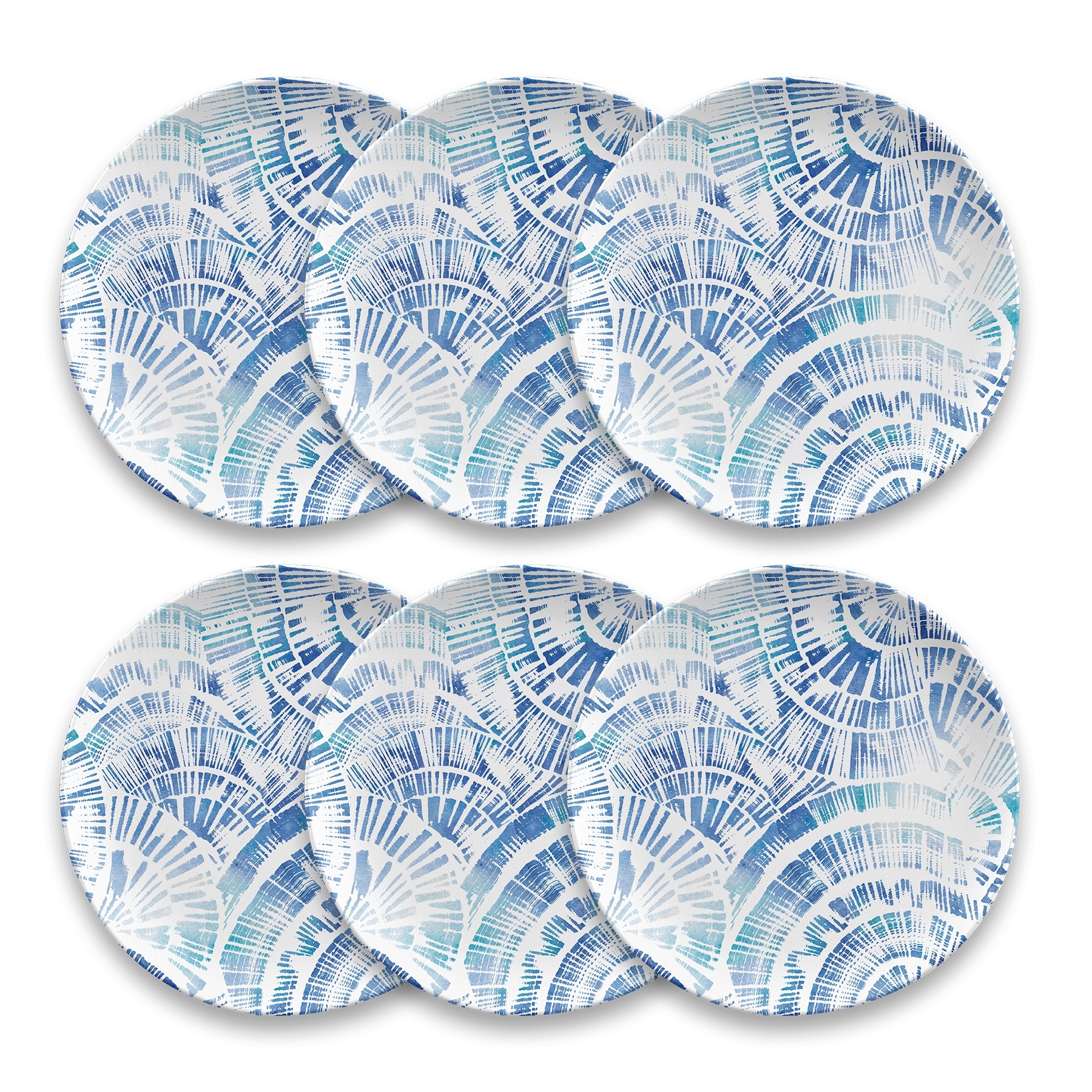 Abode Homewares Coastal Scallops Melamine Salad Plate - Blue - 8.5" - Set of 6