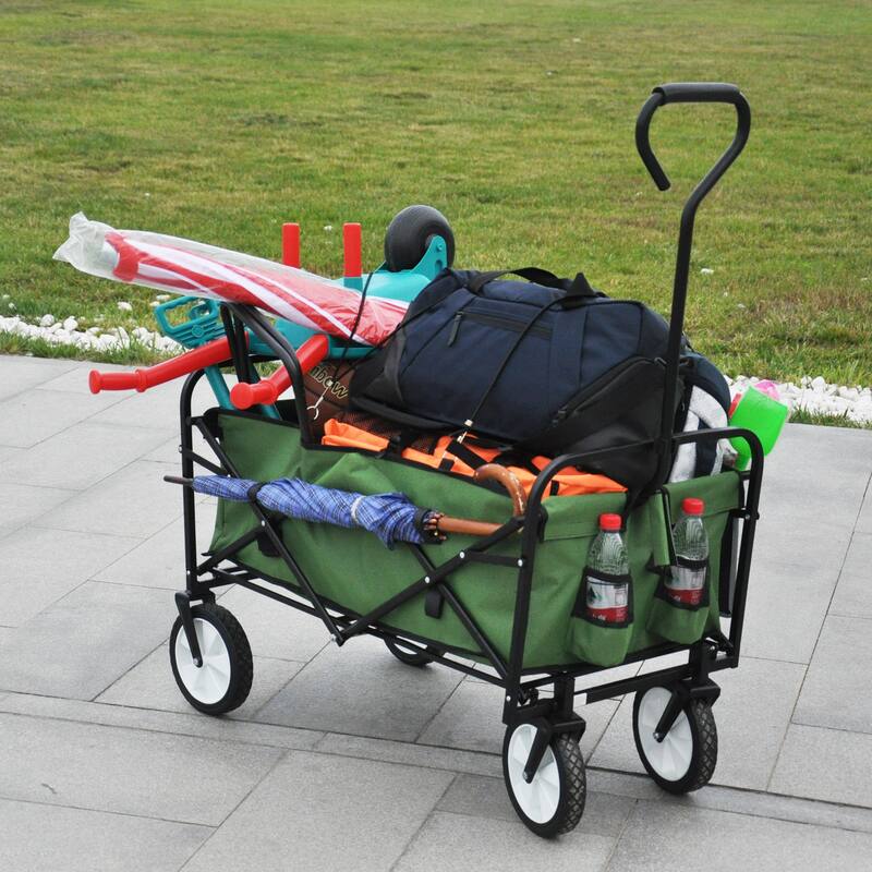 Folding Wagon Garden Shopping Beach cart (Green)