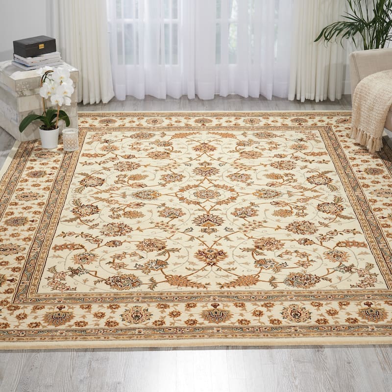Nourison Hand-tufted Floral Scroll Traditional Persian Area Rug - 9' 9" x 13' 9" - Ivory - Runner/Rectangle